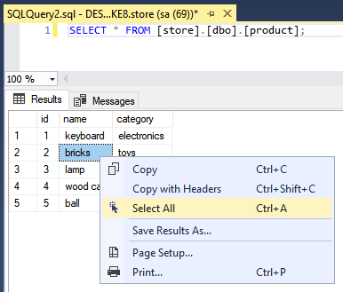 Commande d'exportation SQL vers CSV