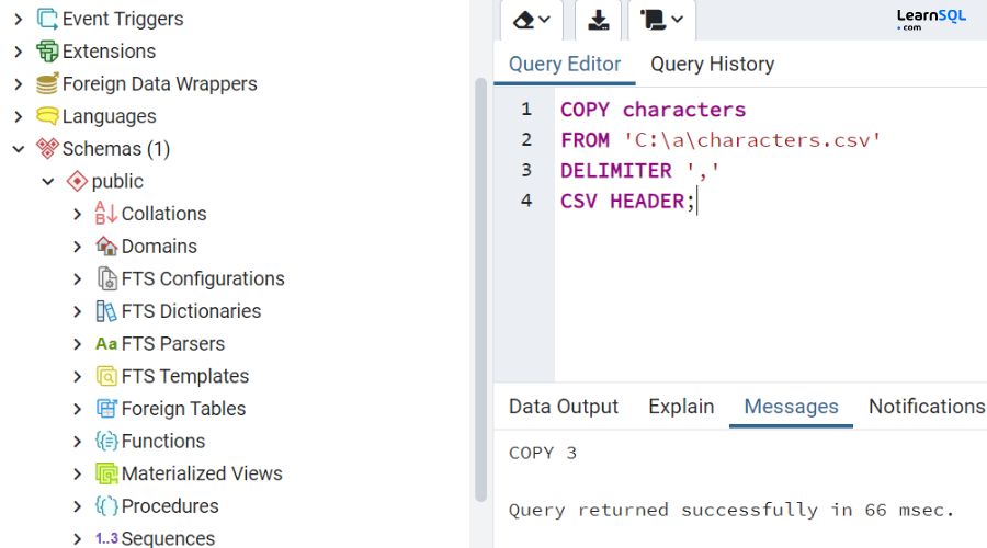 Comment importer des CSV dans PostgreSQL en utilisant PgAdmin