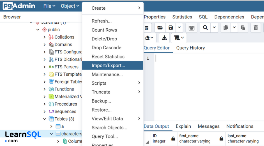 Comment importer des CSV dans PostgreSQL en utilisant PgAdmin