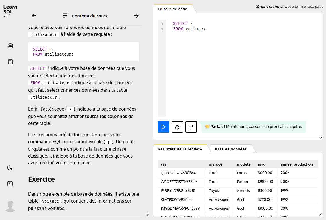 Exercise at LearnSQL.fr