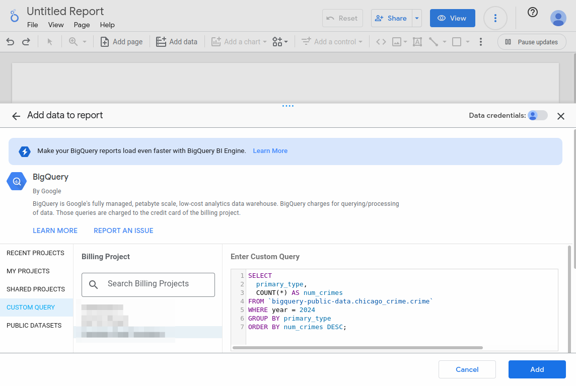Créer un rapport avec BigQuery et Looker